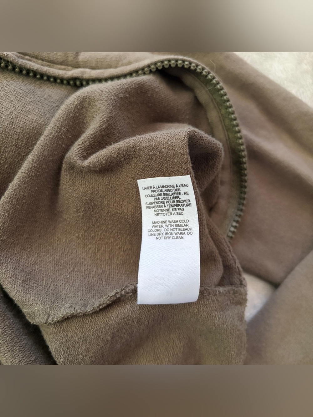 Garage olive green long sleeve cropped zip up sweater - Picture 9 of 12